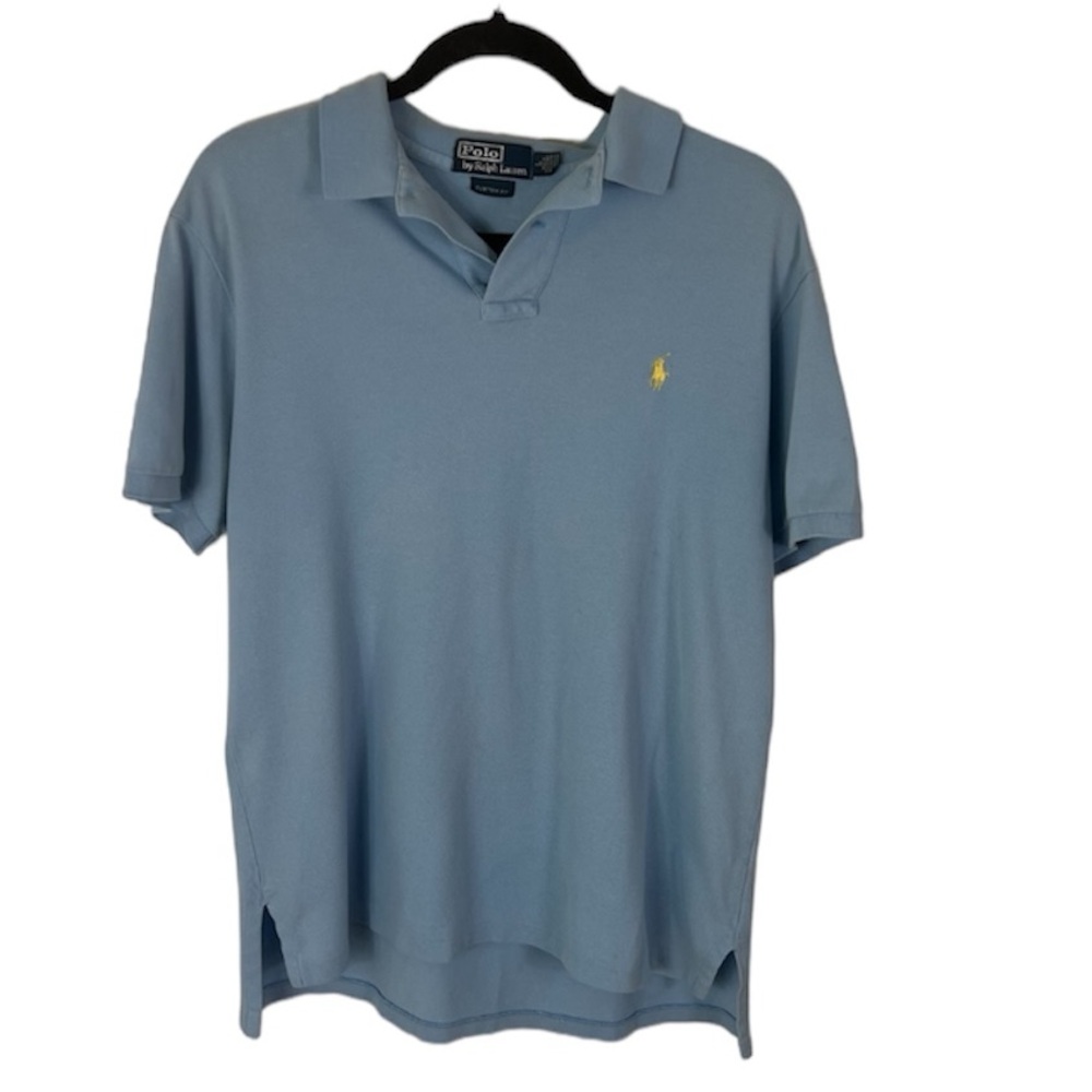 Polo Ralph Lauren Polo Shirt Mens Large Light Blue Yellow Pony Preppy Cotton